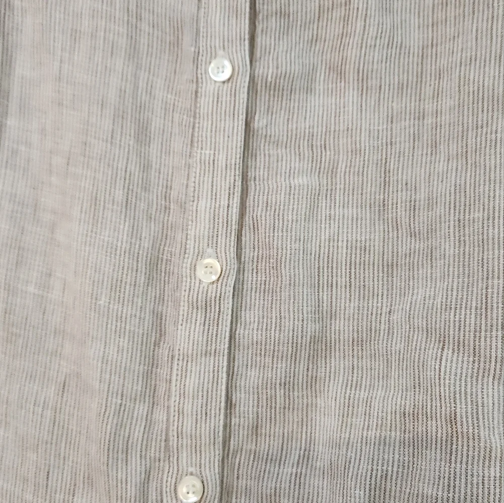 J.McLaughlin tan/white striped, large, Britt Linen Shirt - Picture 5 of 11